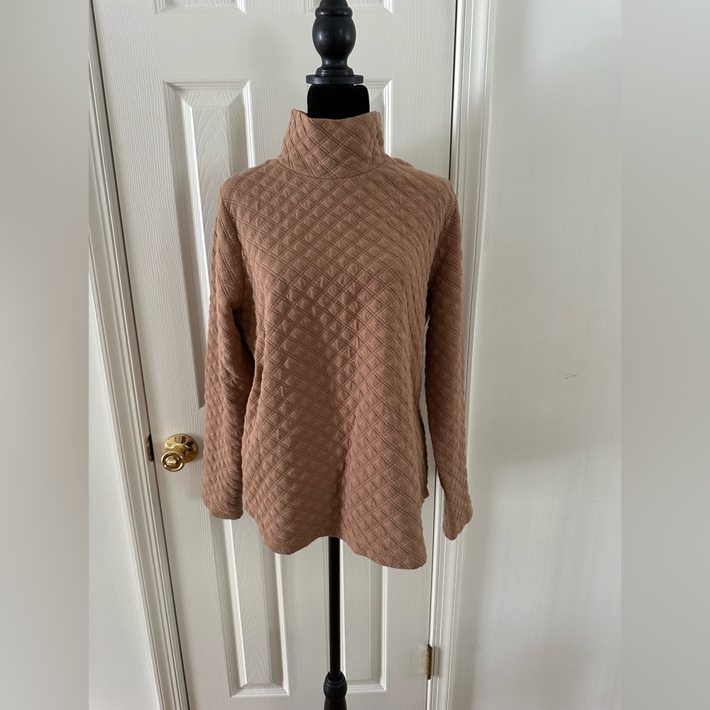 J. Crew Quilted Brown Turtleneck Sweater